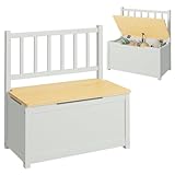 Bellabino Sora Kindersitzbank – Sitzbank Kinder mit Stauraum – Truhenbank aus Massivholz in Grau/Natur – Sitztruhe für Kinderzimmer – Spielzeugbank ab 2 Jahren