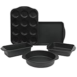 Oster Teston 5-teiliges Backformen-Set aus Karbonstahl, mit Premium-PFA-freier Antihaftbeschichtung, Mattschwarz