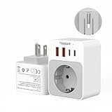 TESSAN USA Adapter Steckdose, 5 in 1 Reiseadapter USA mit 2 USB C und 2 USB A, Kleines klappbares Design, 1875W Adapter USA Deutschland Stecker, 20W USB C Schnellladung, Reisestecker Typ B für Kanada