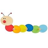 Bieco Garderobe Kinder Raupe | Kindergarderobe Holz mit Kinder Kleiderhaken | Garderoben-Leiste | Wandgarderobe | Kleiderhaken Kinder Garderoben | Garderobenleiste Kinder 38 cm 3 Haken