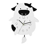 Locadence Wanduhr, 14,56 X 11,02 Zoll, Dekorative Stille Cartoon Kuh Form, Acryl Pendeluhr mit Schwingschwanz für Wohnzimmer, Schlafzimmer, Küche, Zuhause