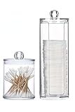 MIEGUIWOR 2 Wattestäbchen Behälter und Wattepadspender aus Hochwertigem PET – Klar, Staubdicht und Langlebig – Ideal für Kosmetik, Q-Tips und Make-up – für Bad, Schminktisch und Büro (transparent,B)