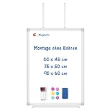 maxtek Whiteboard für Tür Einhängen 60 × 45 cm, Magnetisch Whiteboard tür Hängen, Aluminiumrahmen Trocken Abwischbar Magnetwand mit 4 Stifte, 6 Magnete and 1 Radiergummi für Haus, Schrankraum