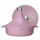 Tajine-Topf aus Aluminiumguss mit großem Fassungsvermögen zum Kochen, traditioneller marokkanischer Tajine-Topf für köstliche Mahlzeiten, bewahrt Nährstoffe, Meeresfrüchte-Topf (lila, 28 cm)