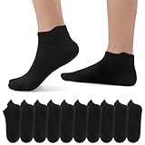 EKSHER 10 Paar Sneaker Socken Damen 39-42 Herren Schwarz Sportsocken Kurze Halbsocken Laufsocken Knöchelsocken Baumwollsocken Für Fitnessstudio, Laufen & Alltag,Schwarz,39-42