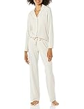 Amazon Essentials Damen Schlafanzug-Set Baumwollmodal langärmliges Hemd und Lange Hose, Beige, M