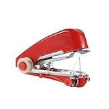 QOKLIYUI Overlock Nähmaschine, multifunktional, für gerade, gezahnte und Knopflochnähte, tragbar und praktisch, Rot