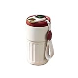 CALIBAN Kaffeebecher aus Edelstahl, tragbar, auslaufsicher, Isolierbecher, 450 ml, rot mattiert