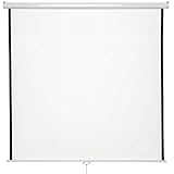 tectake® Heim Kino Zubehör Beamer Leinwand, HDTV & 3D tauglich, Leinwand Rollo, Leinwand Deckenmontage und Wandmontage, Leinwand ausziehbar, Projektionsleinwand - 152 x 152 cm