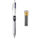 BIC 4 Farben Kugelschreiber Set 4 Colours 3+1HB, mit Bleistift, 1er Pack, inkl. 12 Bleistiftminen, Ideal für das Büro, das Home Office oder die Schule