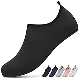 Sixspace Badeschuhe Damen Herren Wasserschuhe Schnell Trocken Schwimmschuhe Leicht Strandschuhe Aquaschuhe Outdoor Barfußschuhe(Schwarz 43 EU)