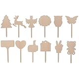 Gadpiparty 12 Stück Holz Pflanzenschilder zum Beschriften Wetterfeste Gartenstecker für Blumen Kräuter und Töpfe Wiederverwendbare Pflanzennamensschilder für Garten und Balkon