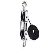 Block and Tackle – Multifunktionale Seilrolle mit 2200 Pfund Bruchfestigkeit | 50 Fuß 3/8 Seilflaschenzug mit 5:1 Hubkraft, robustes, robustes Flaschenzugsystem, Seilrolle für die Tierhaltung