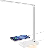 BIENSER Schreibtischlampe LED Dimmbar - 560LM Bürolampe Desk Lamp mit 5 Farbmodi & 10 Helligkeitsstufen, Schreibtisch Lampe mit Nachtlicht, USB-Anschluss, Memory-Funktion & Auto Timer, 10W - Weiß