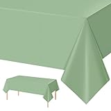 POPOYU Salbei Grün Tischdecken 137x274cm Kunststoff Rechteck Tischdecken,wasserdichte Kunststoff-Tischdecken für Tische im Indoor und Outdoor Partys,Geburtstage, Hochzeiten,Haushalt Partyzubehör