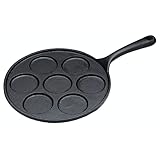 KitchenCraft Gusseisen Mini-Pfannkuchenpfanne, Backofen-sichere Pfanne kann sieben Blinis mit einer Größe von je 6,5 cm auf jedem Herd backen, 24 x 37,5 cm, 1 Stück