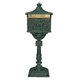 HNYJVZEVG Pfostenmontierter Briefkasten for den Außenbereich, abschließbare Briefkästen for Privathaushalte mit Schlüsseln, Briefkasten aus Aluminiumguss, großer Sicherheitsbriefkasten(Groen)