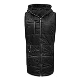 TXCLTS Frauen Gilet, Weste Frauen mit Kapuzenschwarz -Reißverschluss Ärmel und Jacke Steppweste Weste Elegant ärmellose Kaufer Puffer Frauen Winter warmes Weste Büro Home
