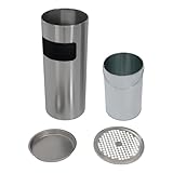 LSskm 30L Innen/Außen Edelstahl Mülleimer mit Standaschenbecher für Hotel, Bürogebäude
