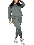 Nimsruc 2-teiliges Outfit für Damen, Sweatsuit-Set, lässig, langärmelig, Pullover, Jogger, Sweathosen-Set mit Tasche, 9056-Grau, Medium