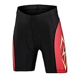 L PATTERN Kinder Radsport Bekleidung- Jungen/Mädchen Kurz Fahrradhose mit Sitzpolster, Roter Blitz(Kurz Radhose), 152-158