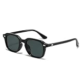 YAMEIZE Retro Eckig Sonnenbrille Herren Damen Quadratisch Sonnenbrille Vintage 90er UV400 Schutz (Schwarz Schwarz)