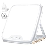 AJVV Tageslichtlampe, 10000 Lux Lichttherapielampe für Depressionen, Sonnenlicht Lampe mit Stufenlose Helligkeit, 4 Timer Einstellung, Memory Funktion, LED-Technologie Sunlight Lamp für Gute Laune