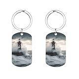 LPSBVNM Doppelseitiger Edelstahl-Schlüsselanhänger, Leuchtturm im Sturm, bedruckter Metall-Schlüsselanhänger, Zubehör, Unisex-Schlüsselanhänger für Zuhause, Autoschlüssel, Büro, Rucksack, Geldbörse,