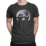 Sesame Street Ernie und Bert im Mondlicht Schatten, Herren T-Shirt aus 100% Baumwolle, Moonnight Sesammstrasse, schwarz, Gr. L