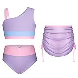 GRACE KARIN Mädchen 3-teiliges Bikini-Set Sommer Strand Schwimmanzug Violett 6 Jahre