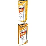 BIC Bundle Kugelschreiber Atlantis Soft, Strichstärke 0.4 mm, nachfüllbar, 12x Blau und 12x Schwarz, Ideal für das Büro, das Home Office oder die Schule