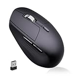 PINKCAT Kabellose Maus, 2.4GHz Leise Funkmaus Ergonomisch mit USB Nano Empfänger, 3 DPI 1600 Einstellbar Optische Funkmaus für PC, Laptop, Mac, MacBook, Wireless Mouse Schwarz