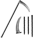 MorLuks Halloween Sense, Sense Sensenmann Zerlegbar 110cm, Sensenmann Sichel, Halloween Waffe, Horror Kostüm Zubehör, Todessense Zubehör für Cosplay Karneval Fasching Themenpartys