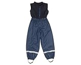Playshoes Matschhose Regenlatzhose Fleece-Futter Unisex Kinder Wind- und wasserdichte Regenhose Regenbekleidung, marine mit Fleece-Latz, 140