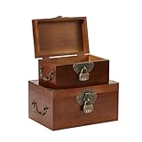 HYVAKUPPA Dekorative Aufbewahrungsbox aus Holz mit Deckel, handgefertigte Erinnerungsbox für Andenken, Metallgriff, Schatztruhe, Vintage-Holzkörbe mit Codeschloss, Schmuck-Schreibtisch-Organizer