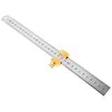 DEARMAMY Praktisches Holzarbeits positionsblock Messing mit Stahlmaßstab Verstellbarer Anreißwerkzeug linealanschlag für Präzises Messen und Markieren bei Tischlerarbeiten