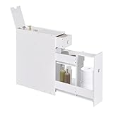 COSTWAY Nischenregal mit Schubladen, schmaler Nischenschrank aus Holz, Badschrank, Badregal, Seitenschrank, Küchenschrank, Mehrzweckschrank für Bad, Küche, Wohnzimmer, 16 x 48 x 58 cm (Weiß)