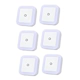 Hemobllo 6St Nachtlicht nachtlampe night light for steckdosenlampen Flurlicht sparlampen schlafzimmerlampe steckdosenlicht Schwaches Licht mit Lichtsensor Plastik Weiß