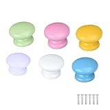 yufana 6 Stück möbelknöpfe,Schubladenknopf, Farbige Schrankgriffe Pilz Zieht Griffe Kommodenknöpfe Bunter Holzgriff Möbelgriff Geeignet für Kinderzimmer Schränke Schubladen Wohnzimmer