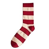 Tindo Gestreifte Retro Socken Rot Weiß für Damen & Herren – Bequeme Baumwollsocken | Unisex Strümpfe im Ringel-Look | Trendige Modesocken