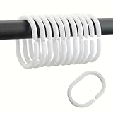 12 Stück Duschvorhang Haken in C-Form, 2,8 * 4,7cm Weiße Duschvorhangringe, Duschvorhang Halterung Für Duschvorhangstangen Und Duschvorhangwinkelstangen