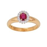 JC Trauringe Damenring Memoire-Ring 585 Gelbgold Verlobungsring mit Diamanten und einem Rubin Vorsteckring 138 034RU5 (53 (Ø 16,9 mm), 0.11)