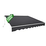 LZQ Aluminium Markise 3,6 x 3 m Balkonmarkise Sonnenschutz Kassettenmarkise Gelenkarmmarkise Sonnensegel Dunkelgrau