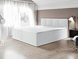 Generisch Boxspringbett Bett Doppelbett ARIS mit Bonell-Matratze und Topper T25 + 2 Bettkästen, H3 (Kunstleder Weiß - Madryt 120, 160x200)