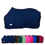 RL24 - Abschwitzdecke Basicline – Pferdedecke mit Schweifkordel, Widerristpolster & Metallverschluss – atmungsaktive Fleecedecke – Pferde Zubehör – Transportdecke in Dunkelblau – 115cm