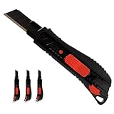 AHG Profi 2K Cuttermesser mit Soft-Touch-Griff [3 Stück] Teppichmesser, Kartonmesser, Universalmesser mit 18mm Edelstahl Abbrechklingen, Papier, Karton Allzweckmesser für Privat & Gewerbe