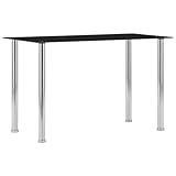 ZQQLVOO Esstisch Schwarz Küchentisch Massiver Esstisch für Restaurant 120 x 60 x 75 cm Hartglas