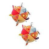 CORHAD 2 Stück Ultraweicher Plüsch sensorikball mit Klingeln und Stoffetiketten Montessori Handgreifspielzeug für Kleinkinder Plüsch Greifball für Auto und Kinderbett zur Frühkindlichen