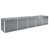 KOIECETA Hochbeet Pflanzkübel Blumenkasten Garten Pflanzkasten Terrassen Gemüsebeet Gartenbeet Pflanzbeet Verzinkter Stahl 400×80×77 cm Grau