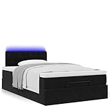 Generisch Ottoman-Bett mit Matratze Schwarz 120x190 cm Samt, 3312682
